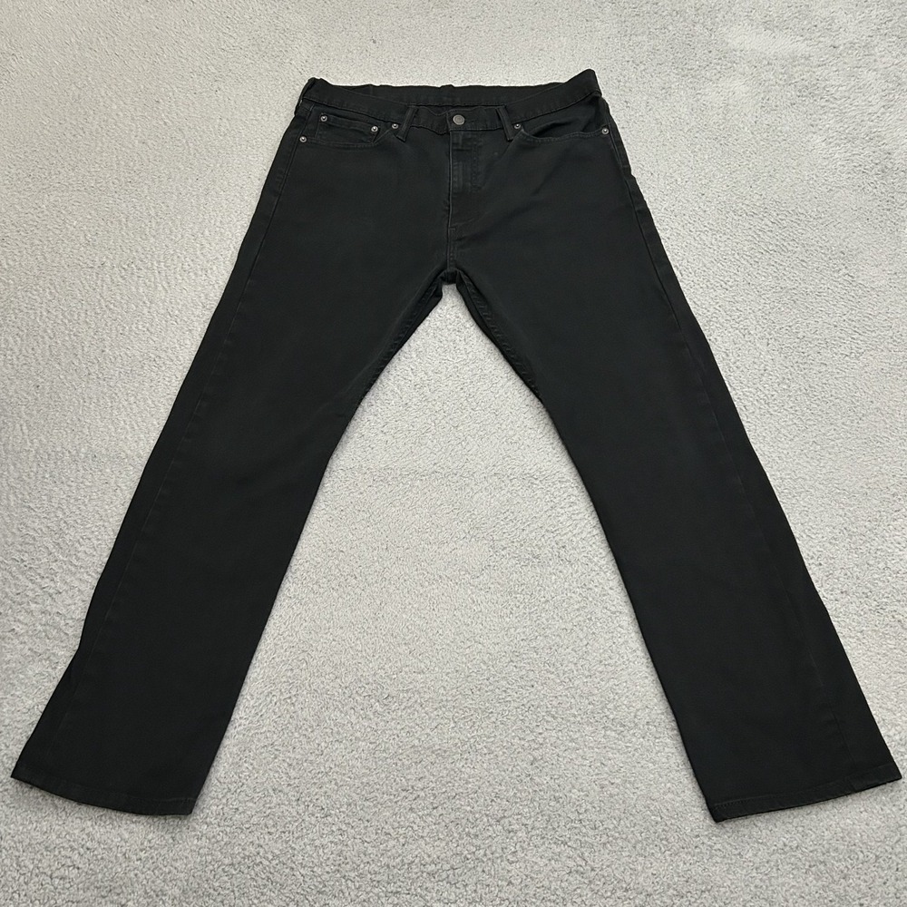 Levis Jeans Mens 36x30 Black Denim 513 Straight Stretch American Dark Wash Adult